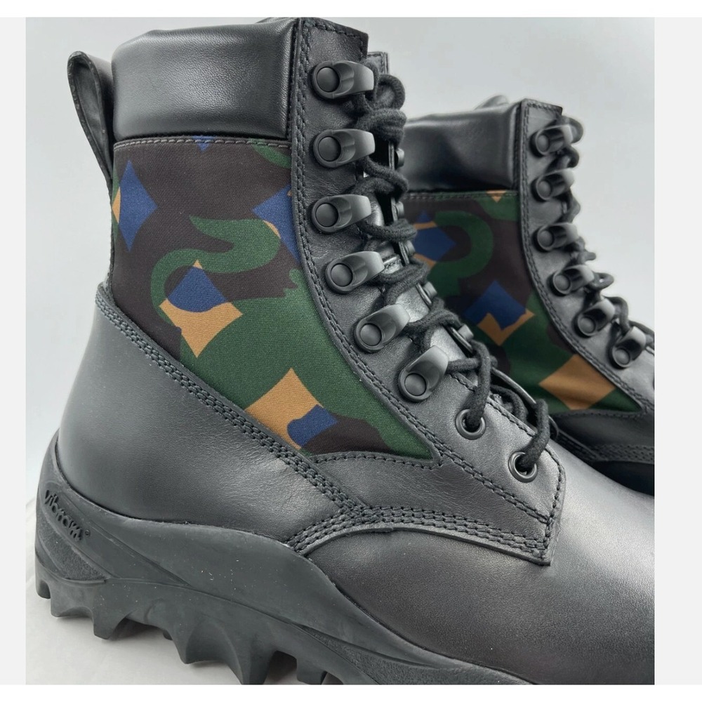 MCM Men's Black Leather Camo Nylon RESNICK Combat Boots Shoes 9AMM80, SZ. 42 - Picture 6 of 12